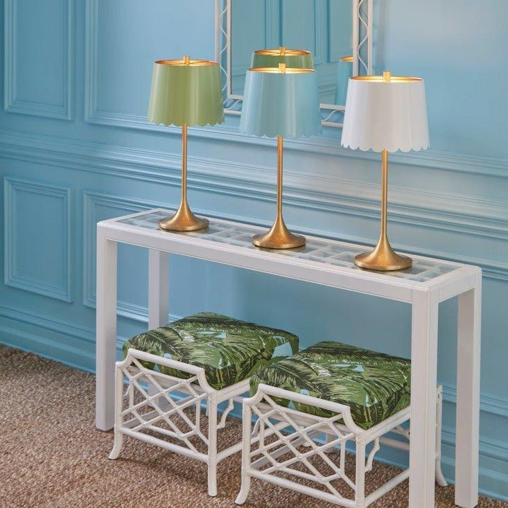 Meg Braff Brass Table Lamp With Scalloped White Shade - Table Lamps - The Well Appointed House