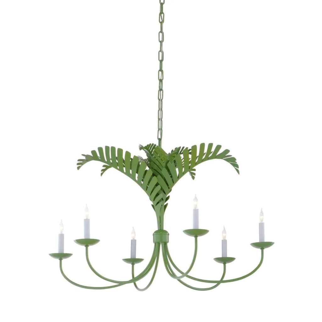 Meg Braff Green Six Light Palm Frond Chandelier - Chandeliers & Pendants - The Well Appointed House