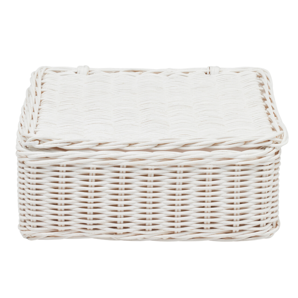 Micaela White Rattan Napkin Tray - The Well Appointed House