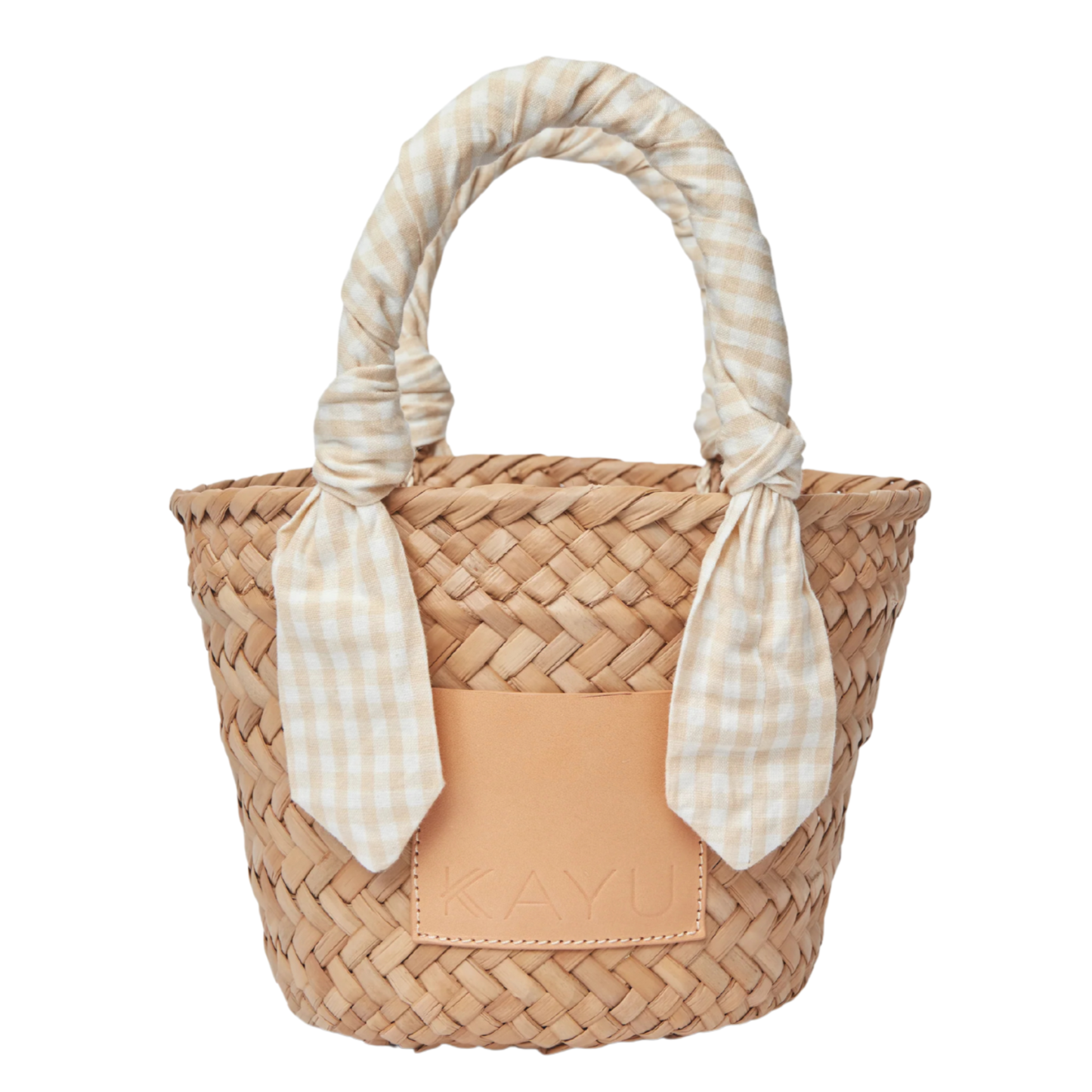 Mini Marlow Beige Gingham Scarf Straw Tote Bag – The Well