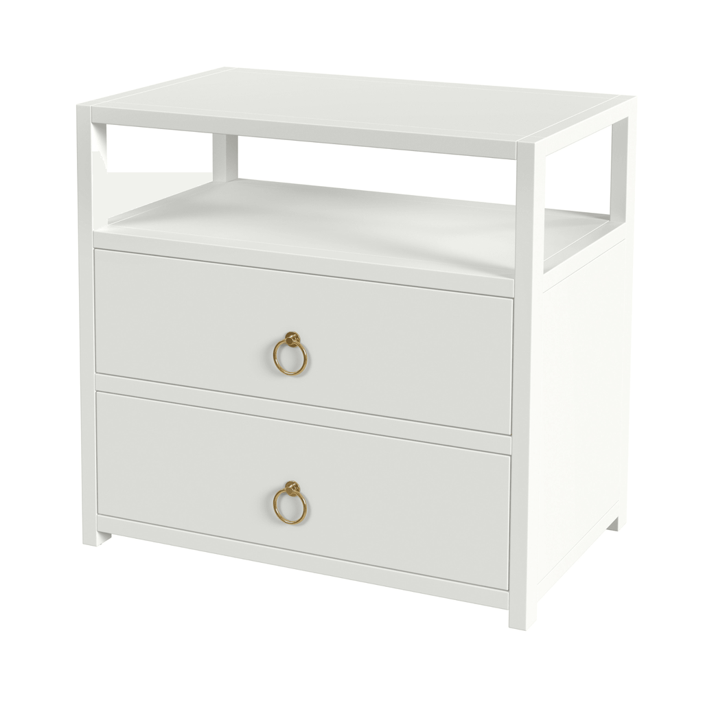 Minimalist White Two Drawer Wood Nightstand - Nightstands & Chests - The Well Appointed House