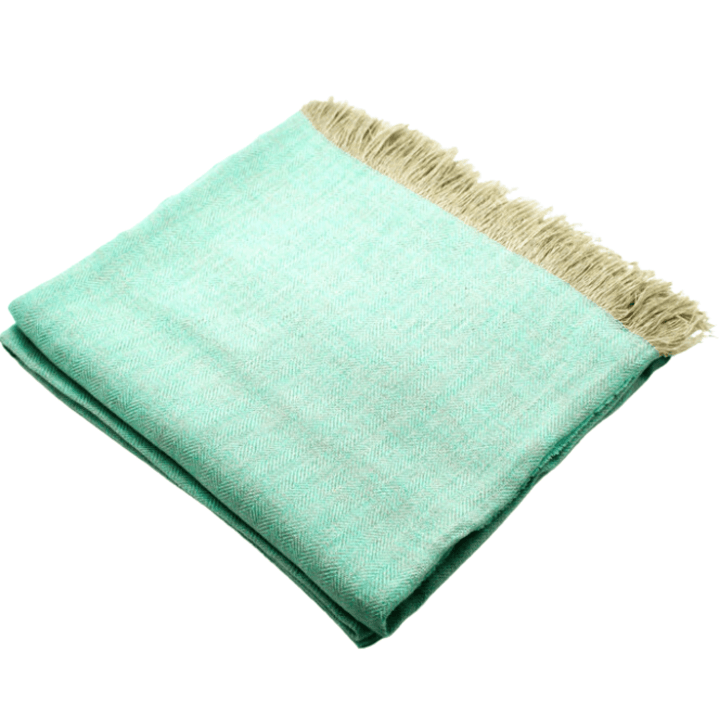 Mint Herringbone Linen Throw Blanket - Throw Blankets - The Well Appointed House
