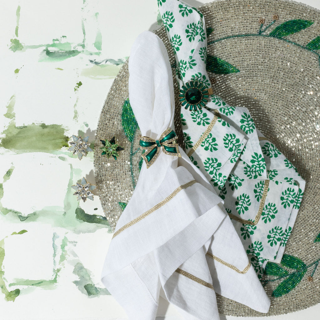 Mistletoe Hand Beaded Placemat - The Well Appointed House
