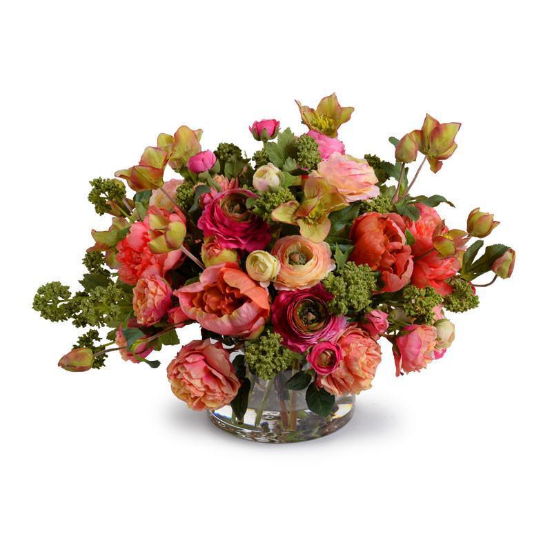 Mixed Flowers Arrangement in Clear Glass Vase - Florals & Greenery - The Well Appointed House