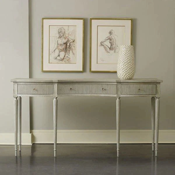 Modern History Antique Grey Ribbed Drawer Console - Sideboards & Consoles - The Well Appointed House