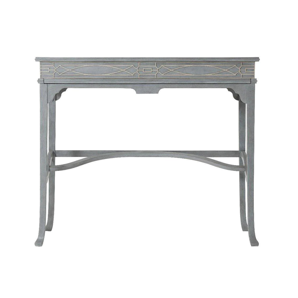 Morning Room Grey Fretwork Campaign Desk with Fold-Over Top - Desks & Desk Chairs - The Well Appointed House
