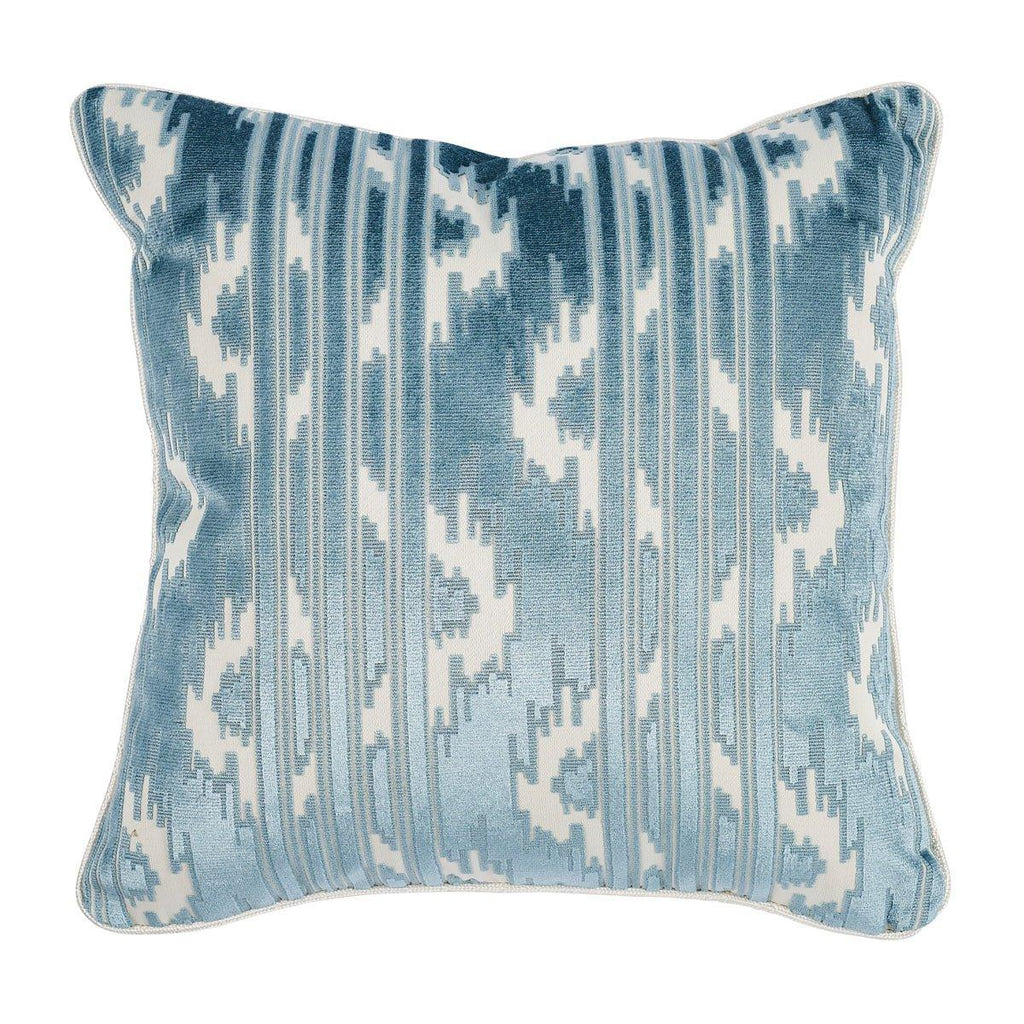 Murat Blue Velvet Square Throw Pillow - Pillows - The Well Appointed House