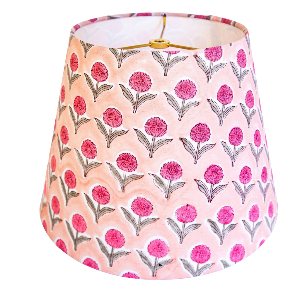 Pink Flower Block Print Empire Lamp Shade - The Well Appointed House