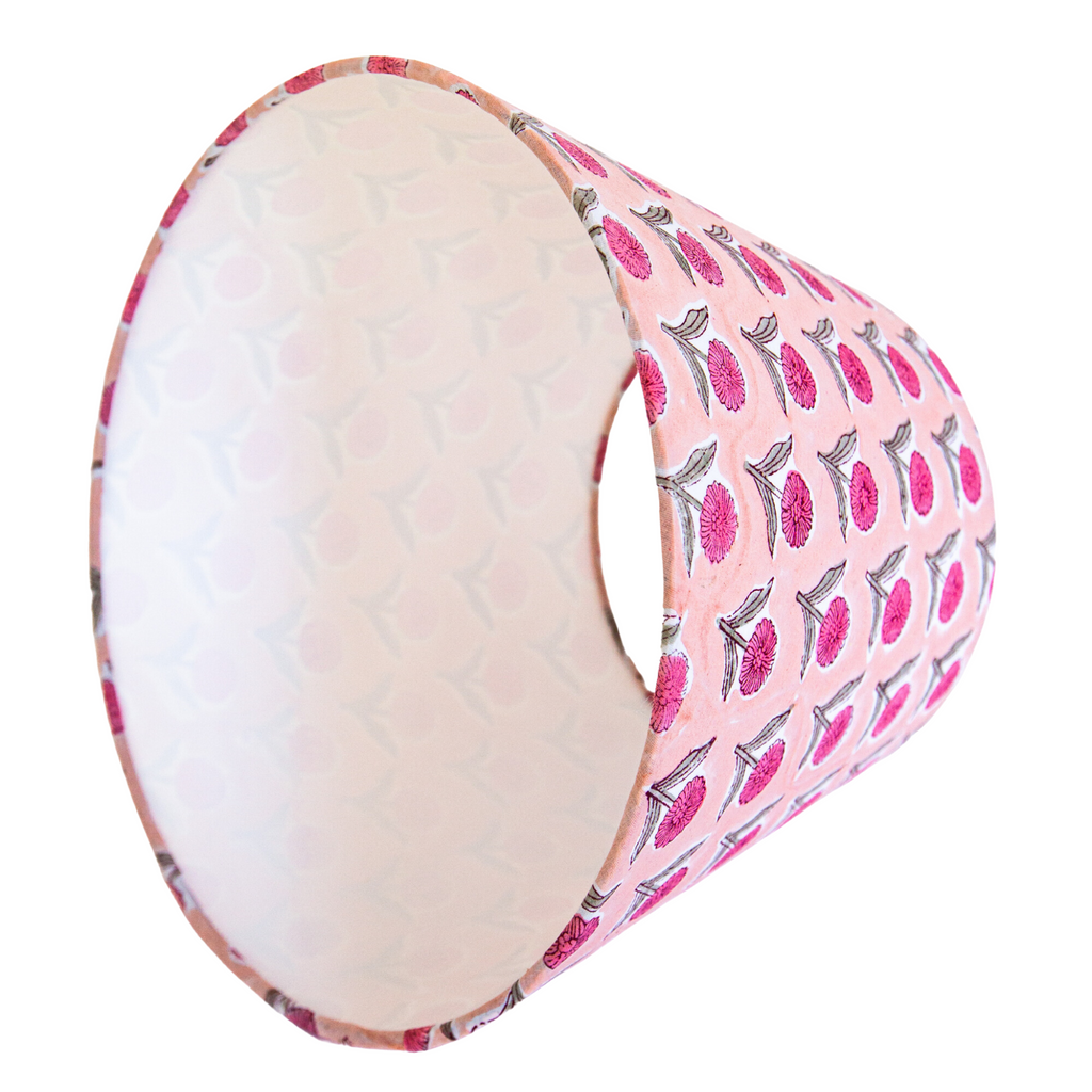 Pink Flower Block Print Empire Lamp Shade - The Well Appointed House