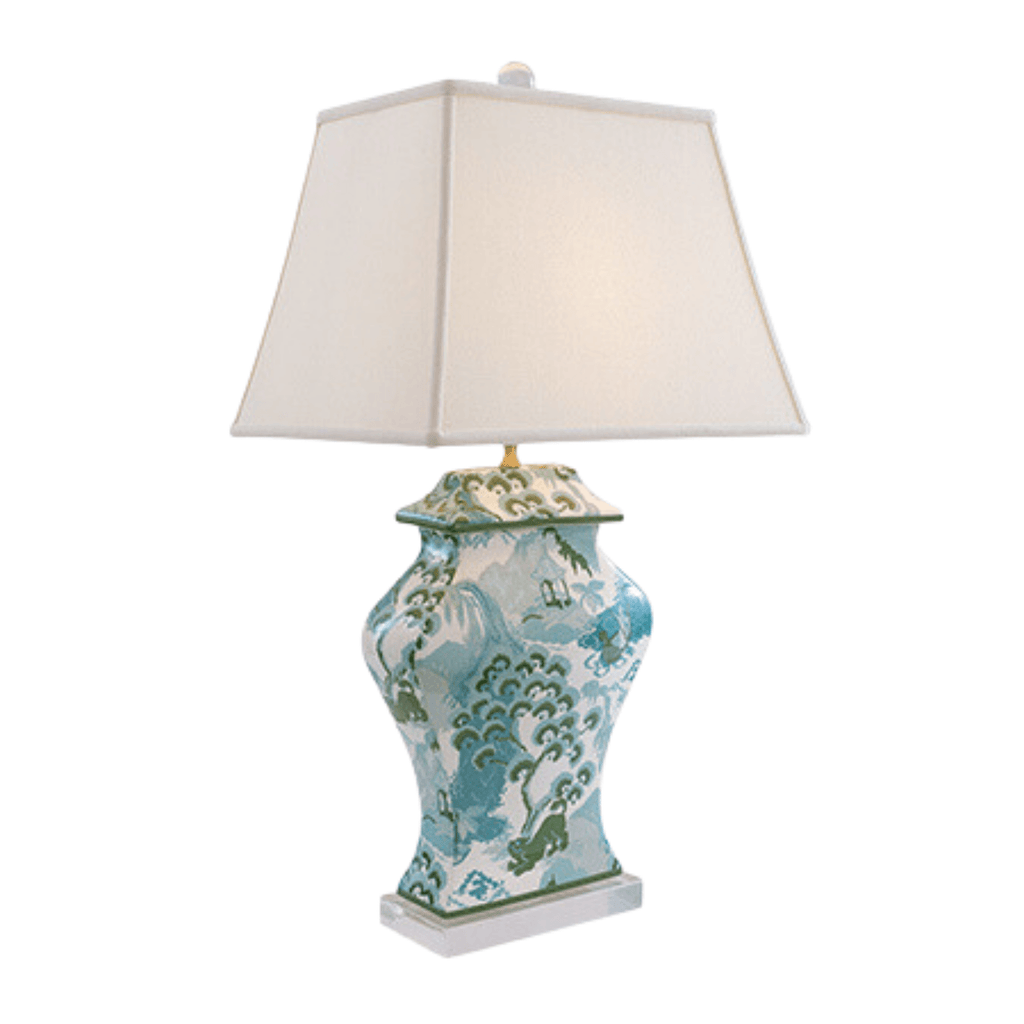 Narrow Celadon Porcelain Jar Lamp With Shade - Table Lamps - The Well Appointed House