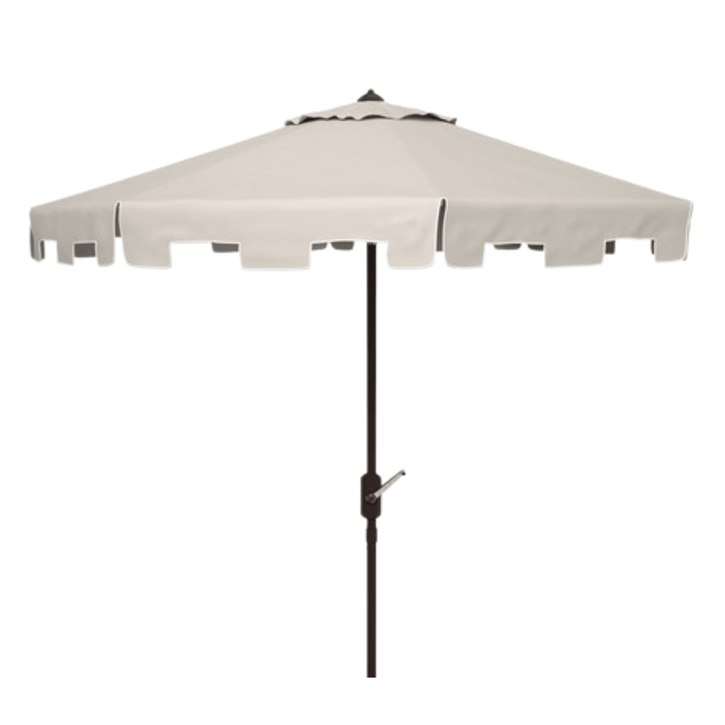 Natural Beige and White 11 Foot Market Crank Outdoor Patio Umbrella - Outdoor Umbrellas - The Well Appointed House