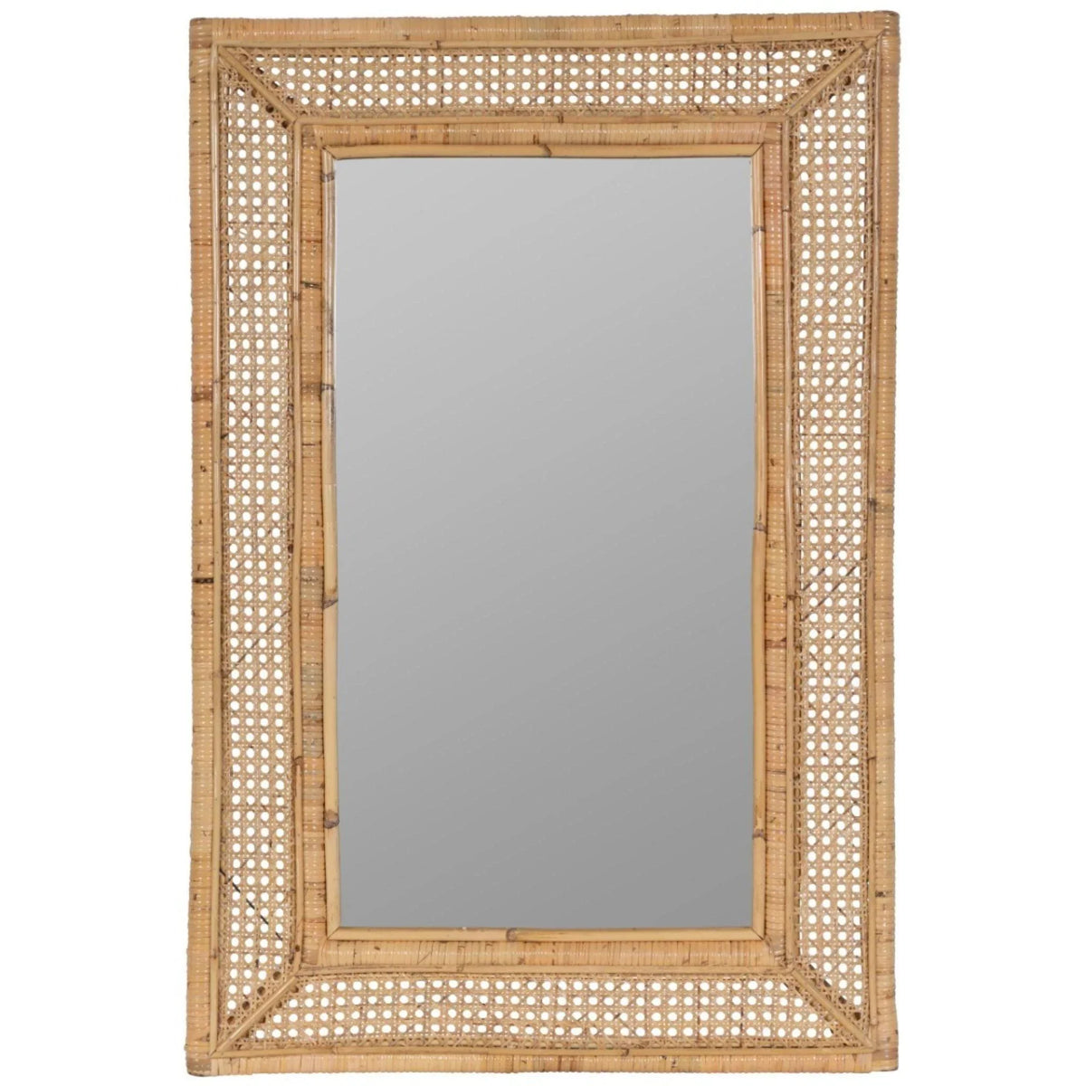 Natural Rattan and Cane Framed Wall Mirror The Well Appointed House