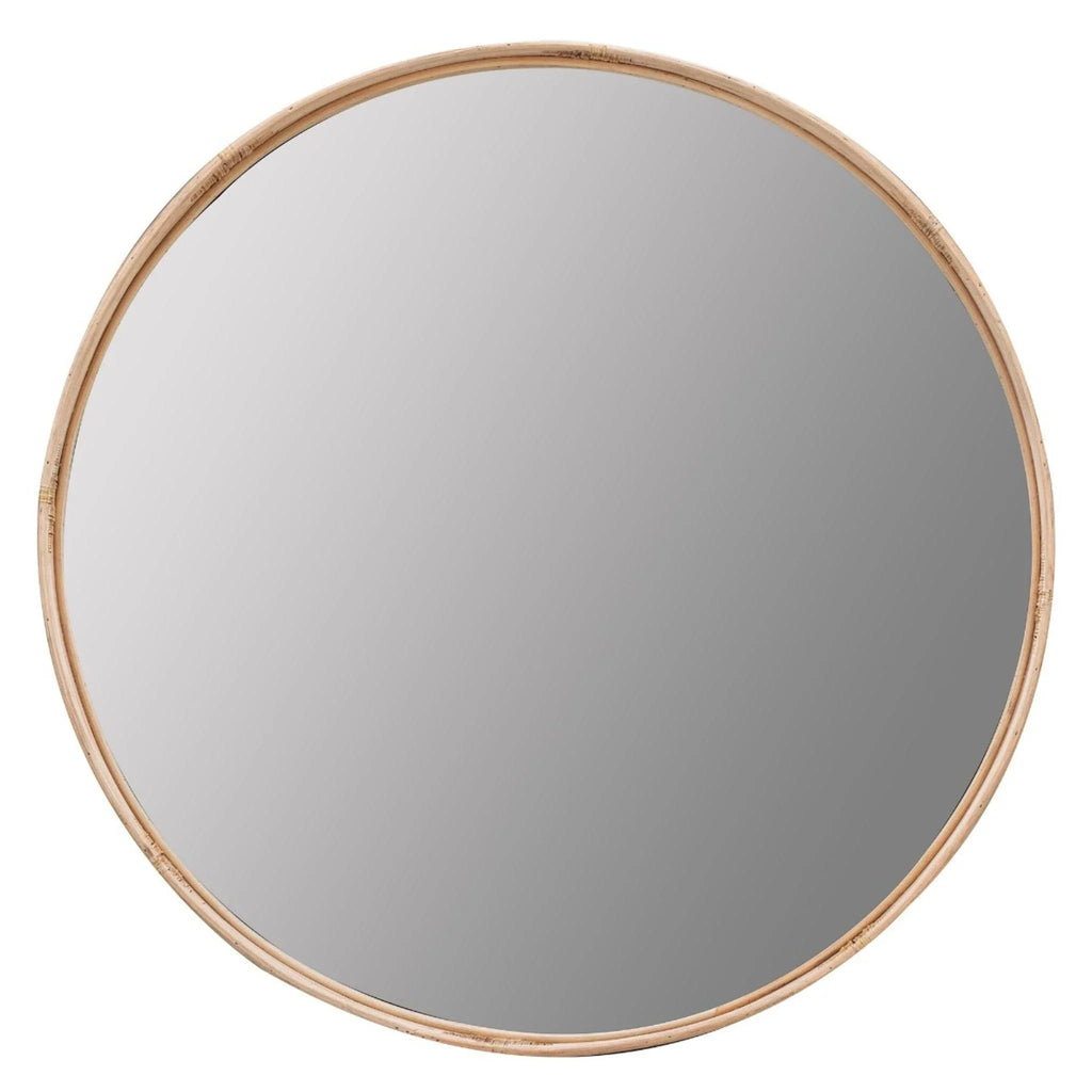 Natural Woven Rattan Framed Round Wall Mirror - Wall Mirrors - The Well Appointed House