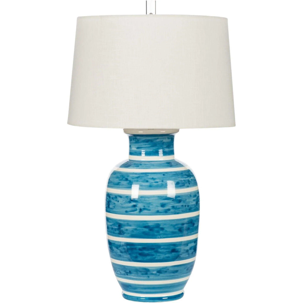 Nautical Blue and White Striped Ceramic Table Lamp - Table Lamps - The Well Appointed House