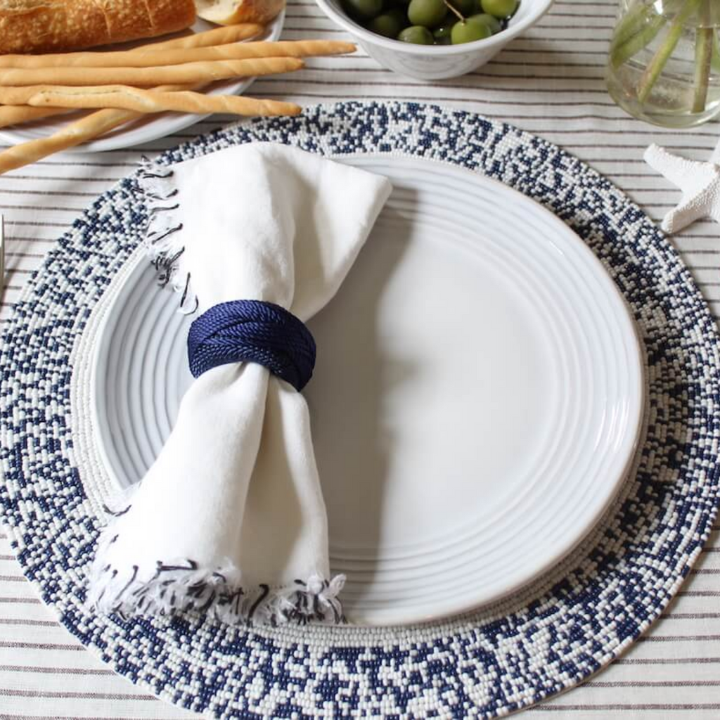 Set of 4 Navy Rope Napkin Rings - The Well Appointed House