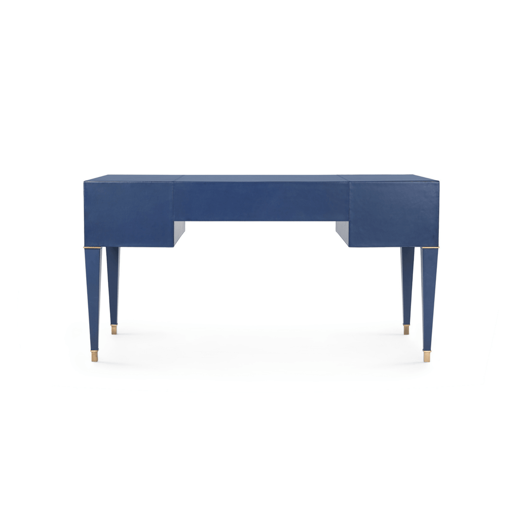 Neoclassic Hunter Desk in Navy Blue Leather - Desks & Desk Chairs - The Well Appointed House