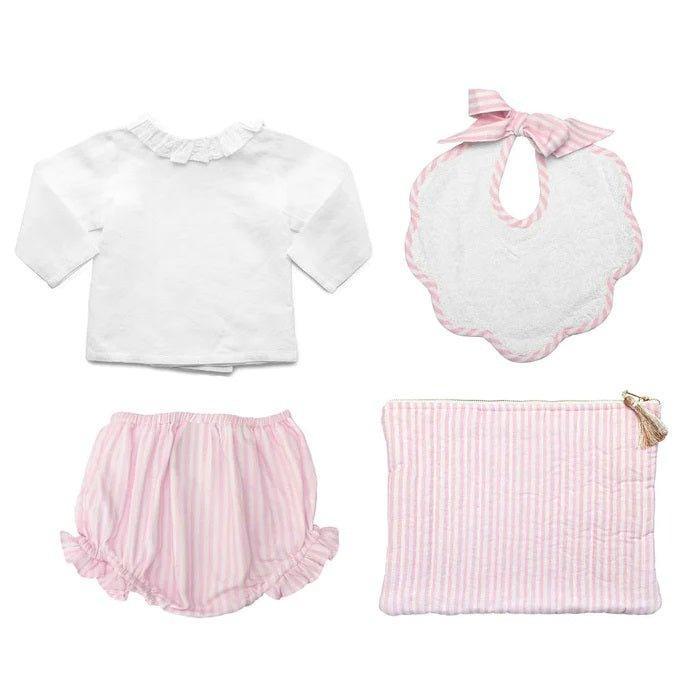 Newborn Gift Set in Pink and White Stripe - Baby Gifts - The Well Appointed House