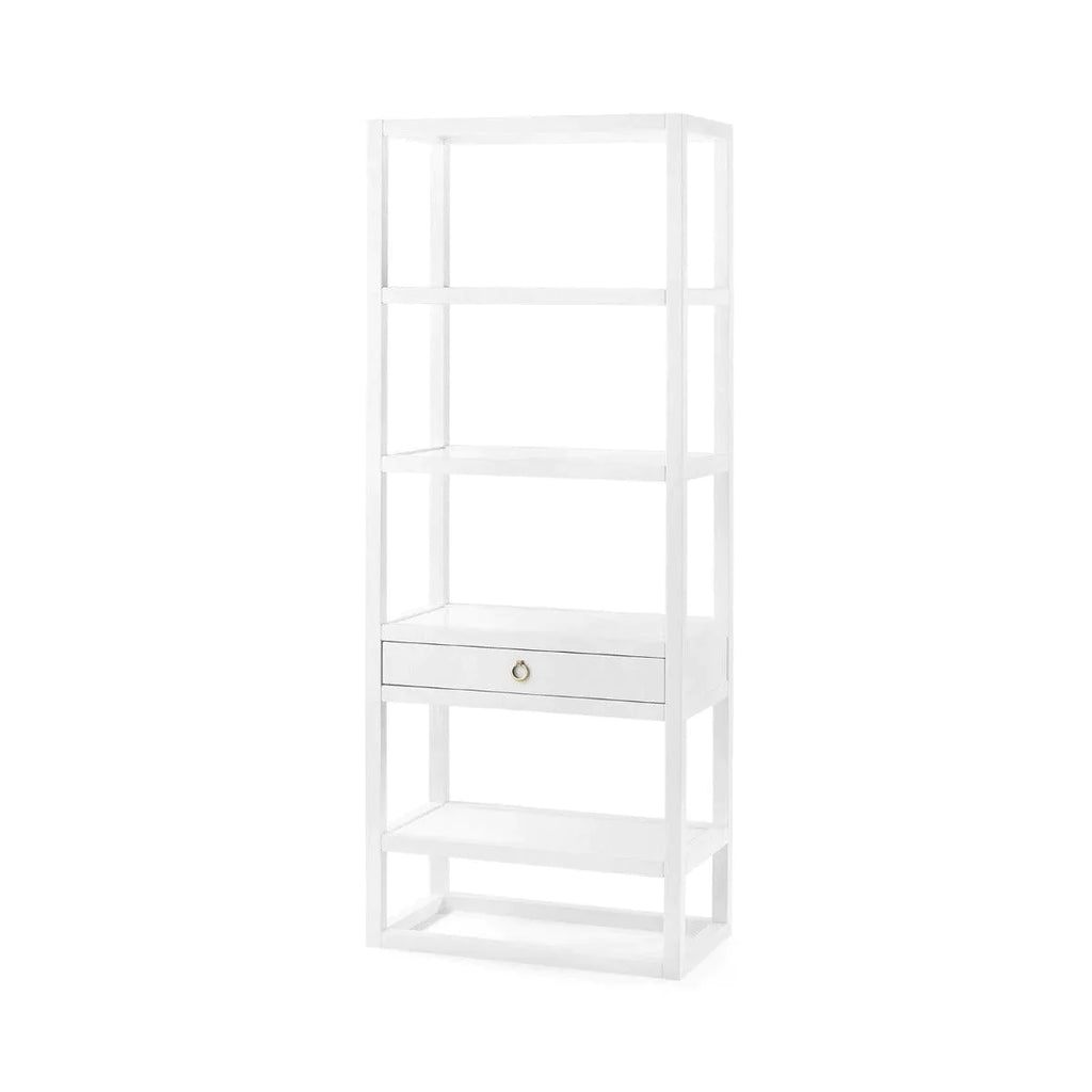 Newport Etagere in White Pearl with Brass Hardware - Bookcases & Etageres - The Well Appointed House