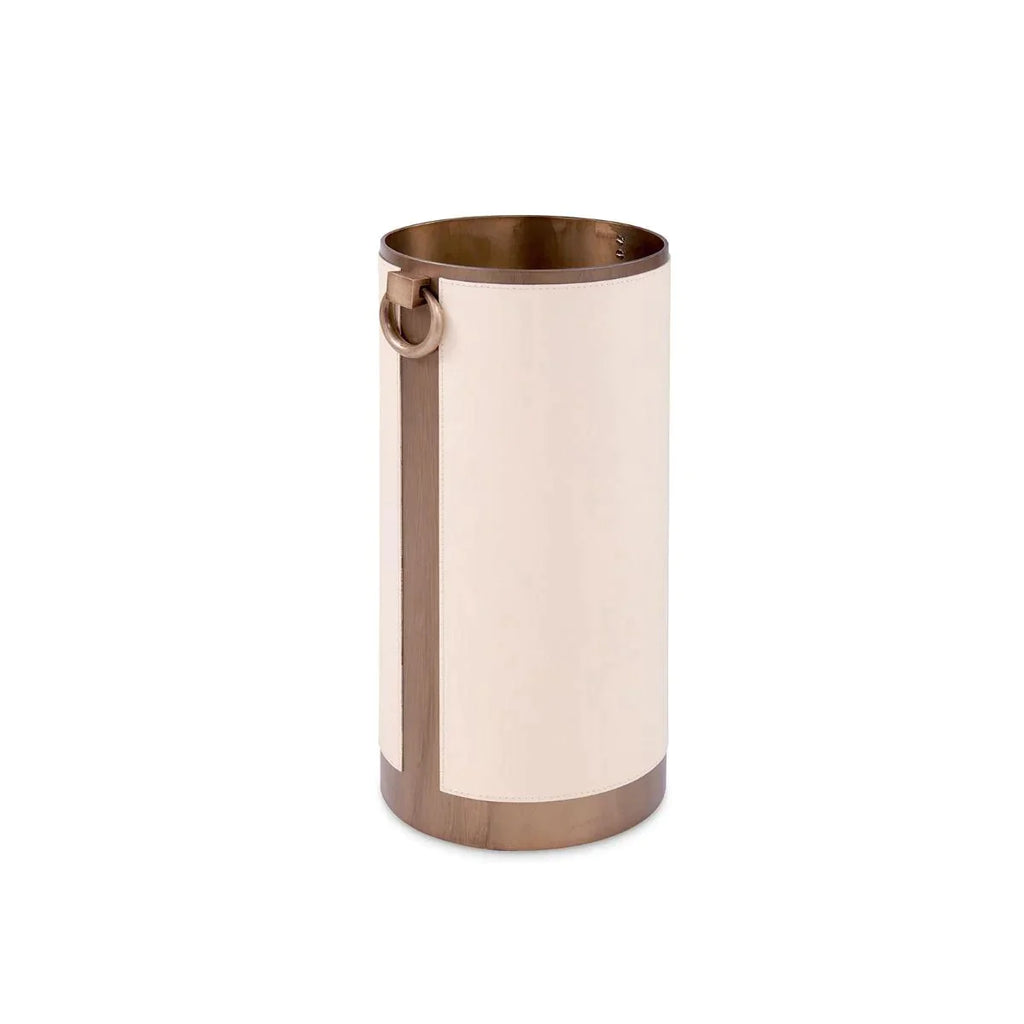 Noah Ivory Leather & Brass Umbrella Stand - Umbrella Stands - The Well Appointed House