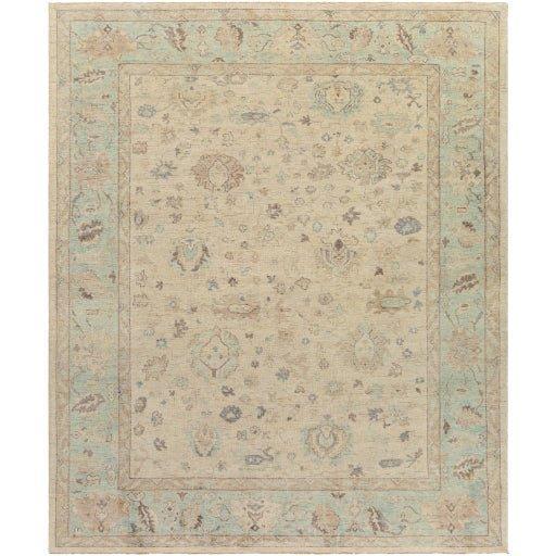 Normandy Hand Knotted Seafoam & Beige Floral Area Rug - Available in a Variety of Sizes - Rugs - The Well Appointed House