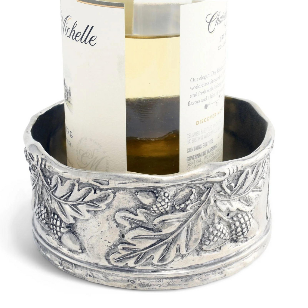 Oak Leaf Design Pewter Wine Coaster - The Well Appointed House 