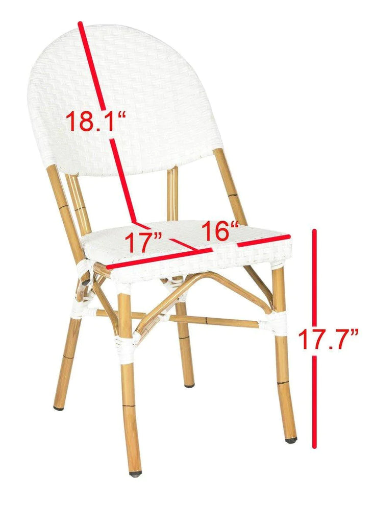 Off White Indoor-Outdoor Stacking Side Chair With Faux Bamboo Frame - Outdoor Dining Tables & Chairs - The Well Appointed House