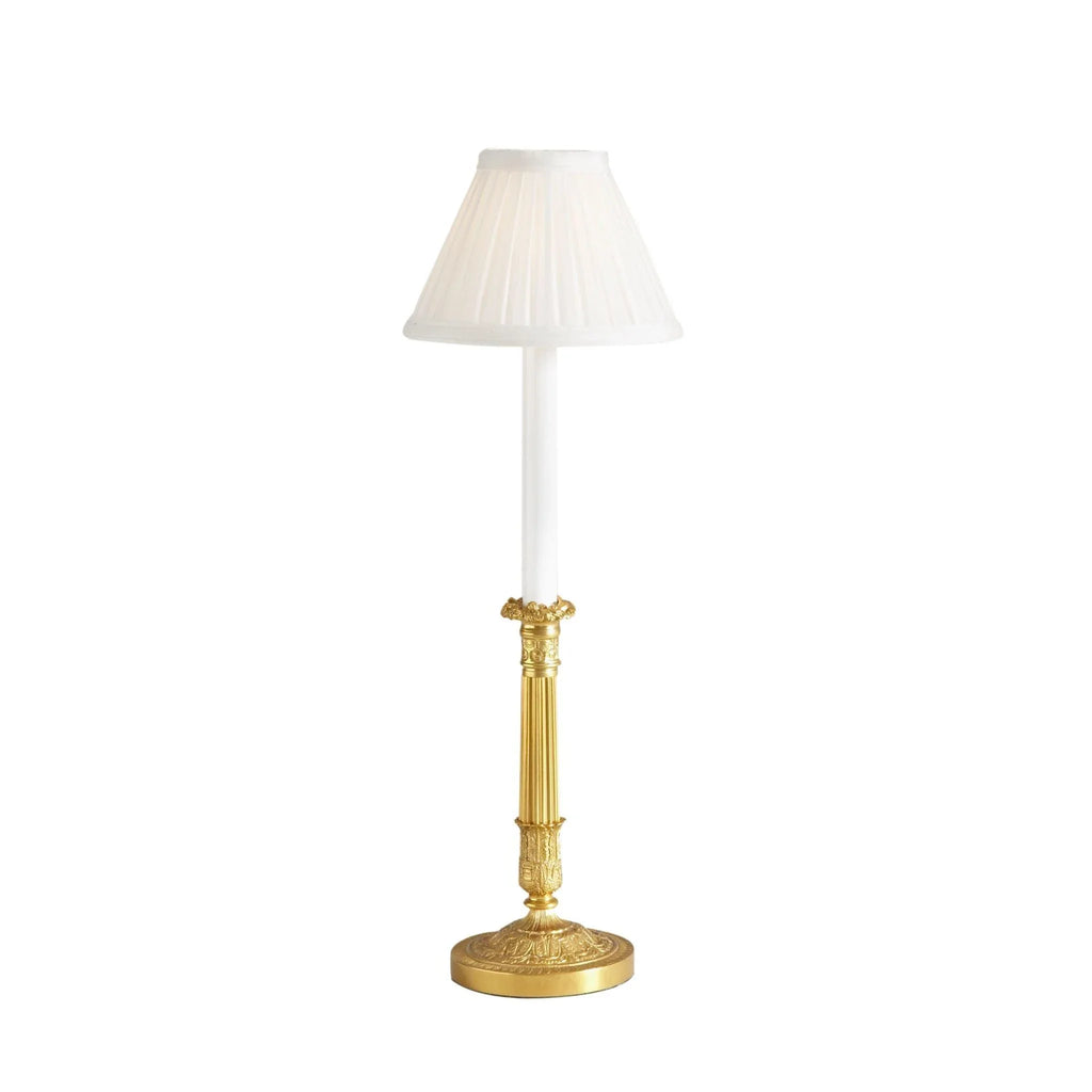 Old Paris Brass Candlestick Lamp with Shade - Table Lamps - The Well Appointed House