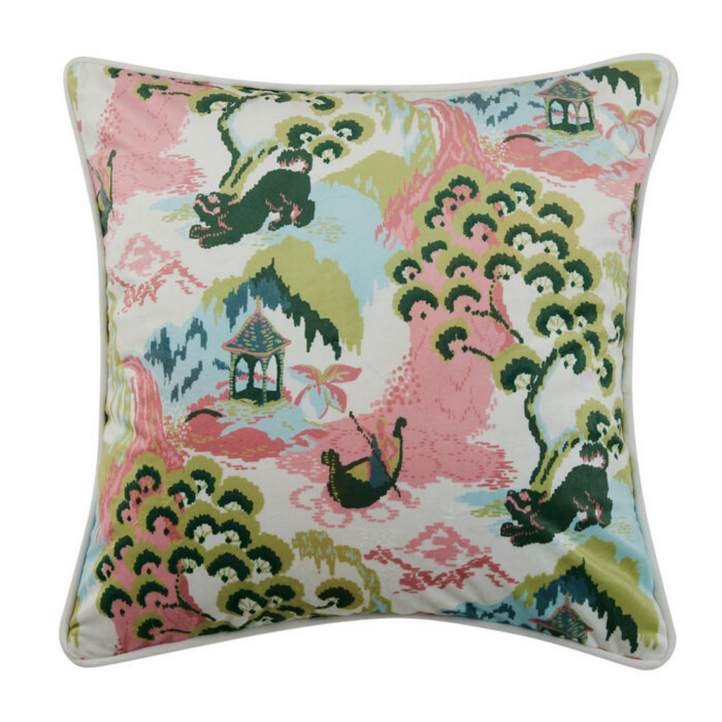 Old Peking Rose Printed Throw Pillow - The Well Appointed House
