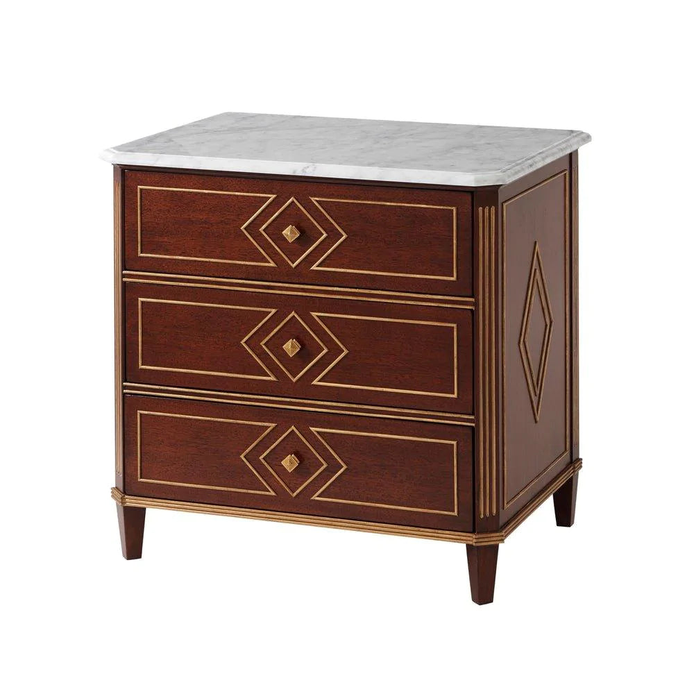 Olga Three Drawer Marble Topped Nightstand - Nightstands & Chests - The Well Appointed House