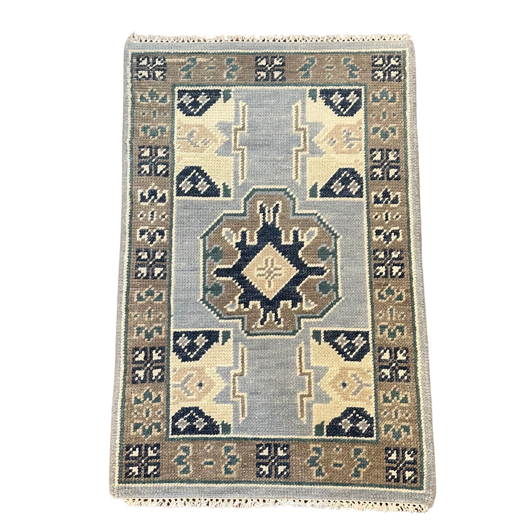 Oushak Rug in Blue & Brown - The Well Appointed House 