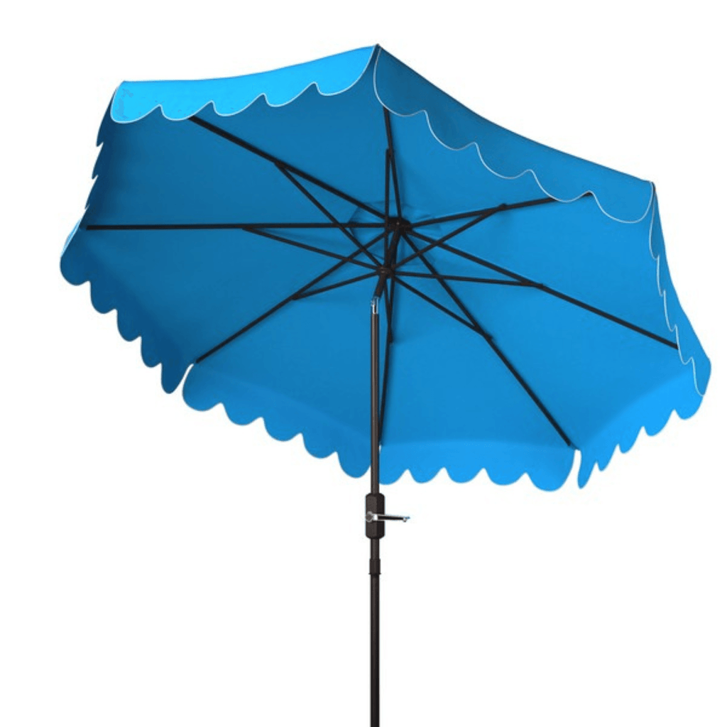 Pacific Blue Scalloped Edge 9' Crank Outdoor Patio Umbrella - Outdoor Umbrellas - The Well Appointed House