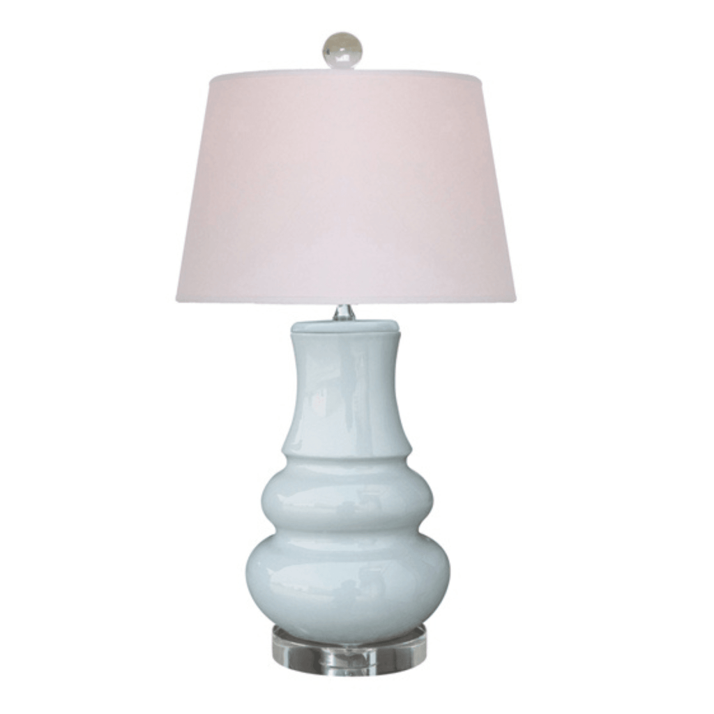 Palladian Blue Porcelain Oval Lamp With Crystal Base - Table Lamps - The Well Appointed House