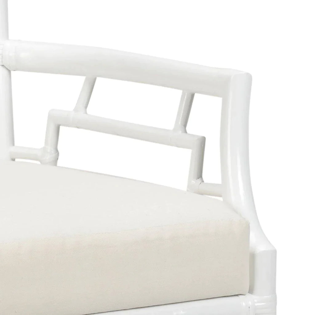 Palm Beach Rattan Fretwork Arm Chair in White - Accent Chairs - The Well Appointed House