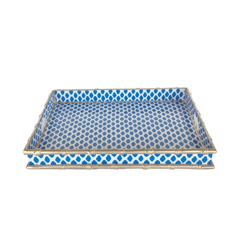 Parsi Bamboo Serving Tray in Navy - Decorative Trays - The Well Appointed House