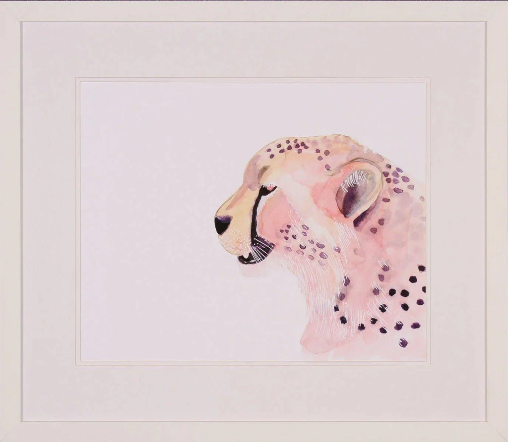 Pastel Sunset Cheetah Framed Lithograph in White Frame - Little Loves Art - The Well Appointed House