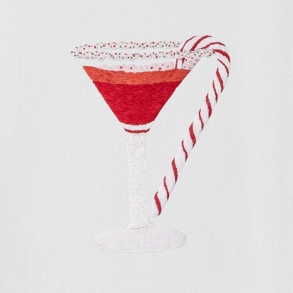 Set of 4 Peppermint Martini Christmas Cocktail Napkins - The Well Appointed House