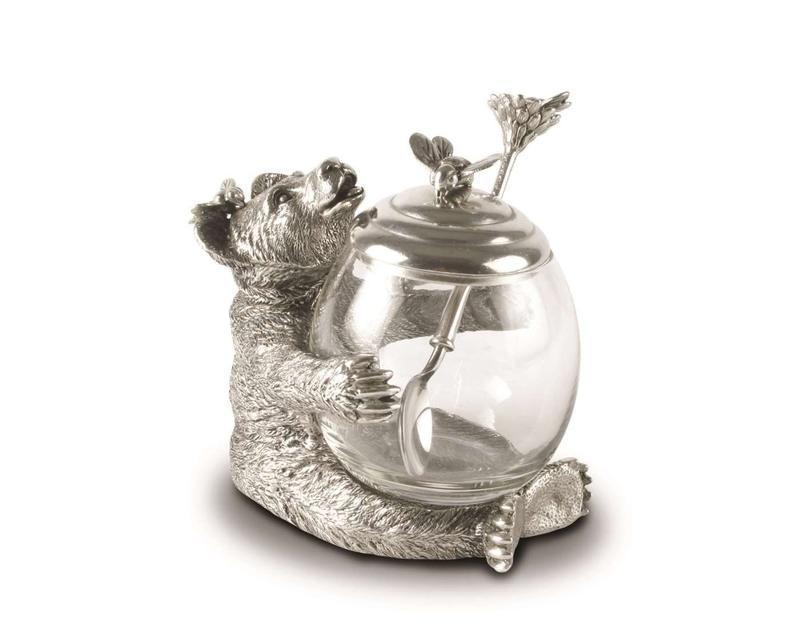 Pewter Bear Honey Pot - Serveware - The Well Appointed House