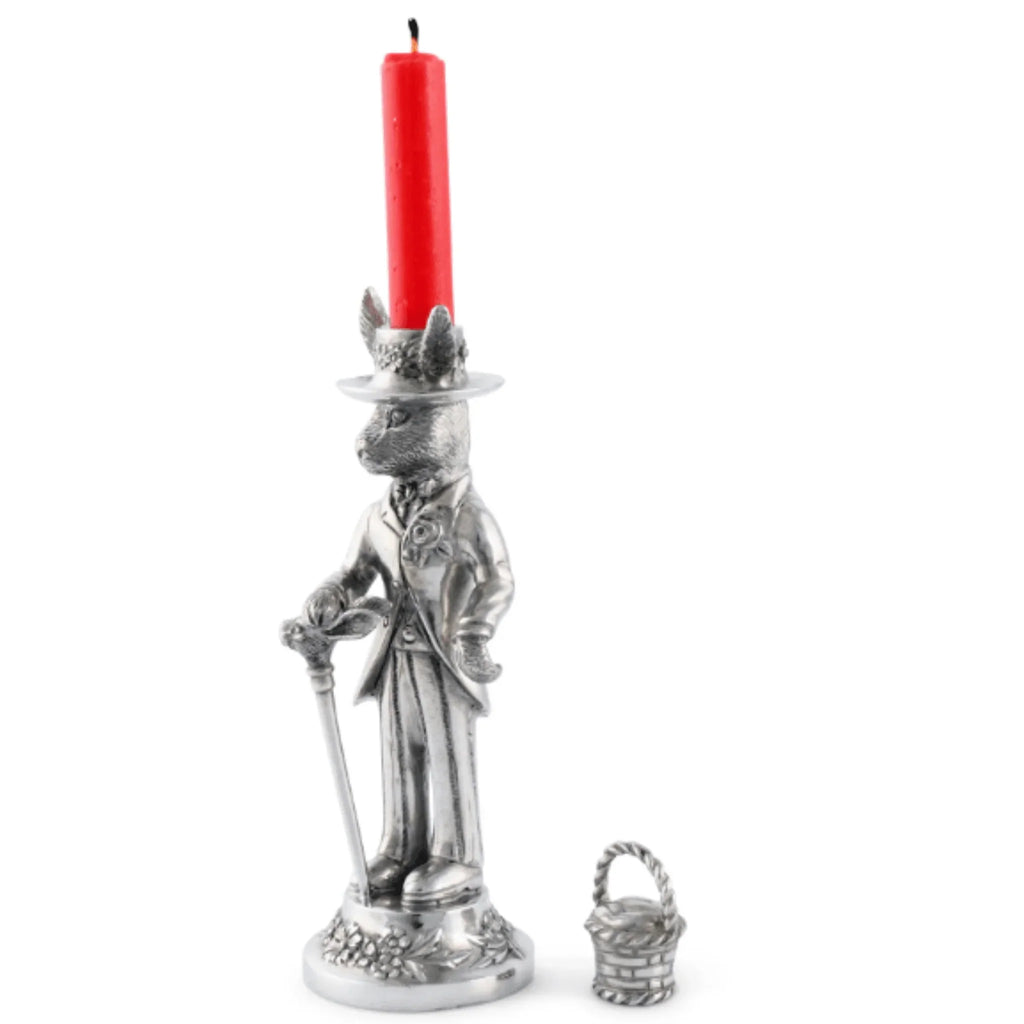Pewter Gentleman Hare Short Candlestick - Candlesticks & Candles - The Well Appointed House