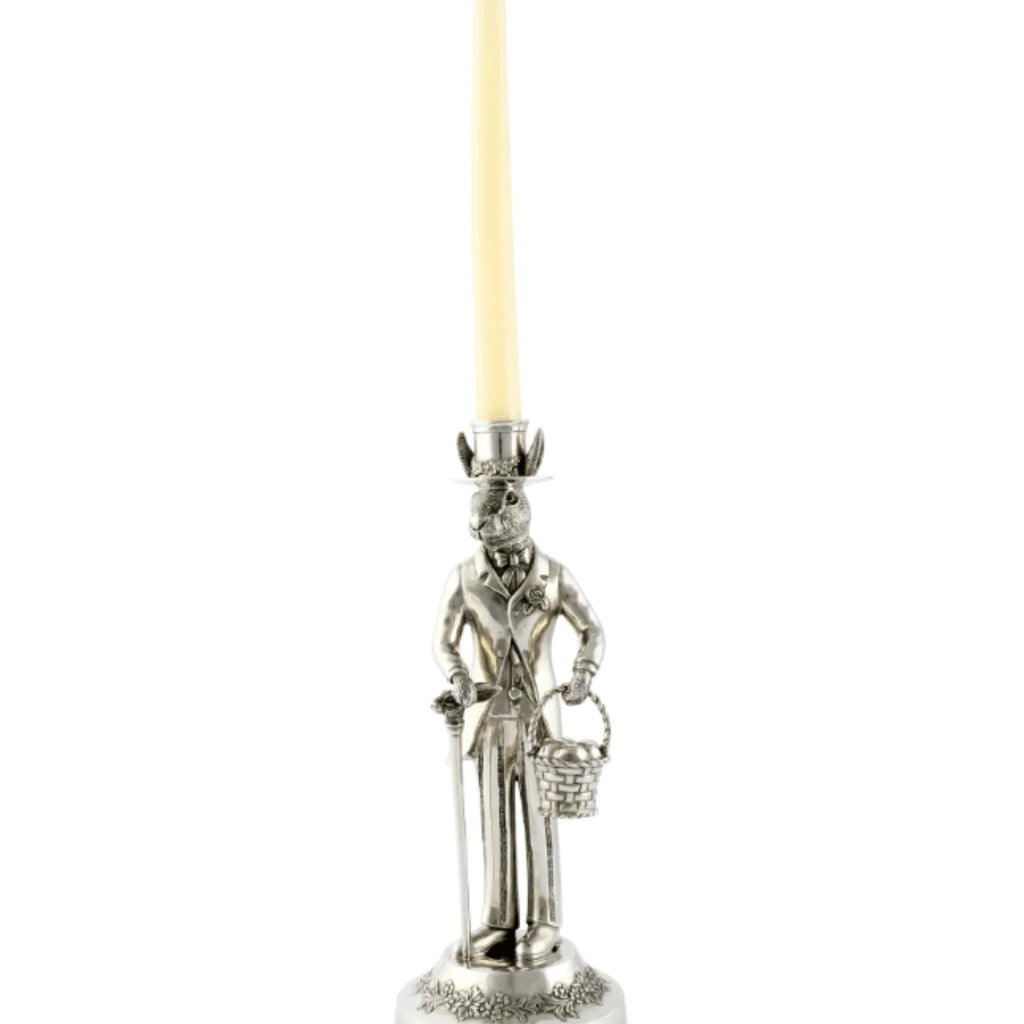 Pewter Gentleman Hare Tall Candlestick - Candlesticks & Candles - The Well Appointed House