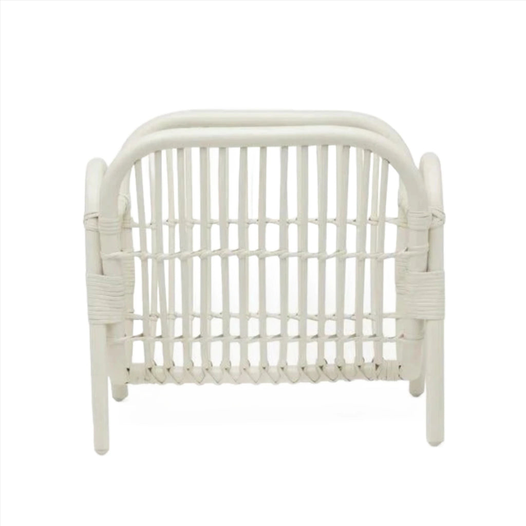 Pigeon & Poodle Makassar White Rattan Magazine Rack - Magazine Racks - The Well Appointed House