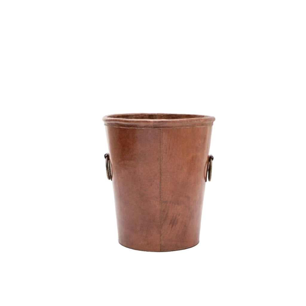 Pigeon and Poodle Ogden Brown Leather Wastebasket - Wastebasket - The Well Appointed House