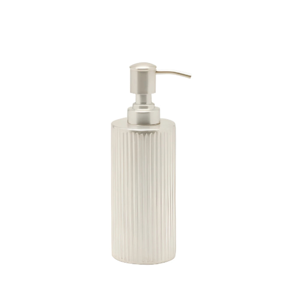 Pigeon & Poodle Redon Matte Silver Ribbed Metal Soap Pump Dispenser - Bath Accessories - The Well Appointed House