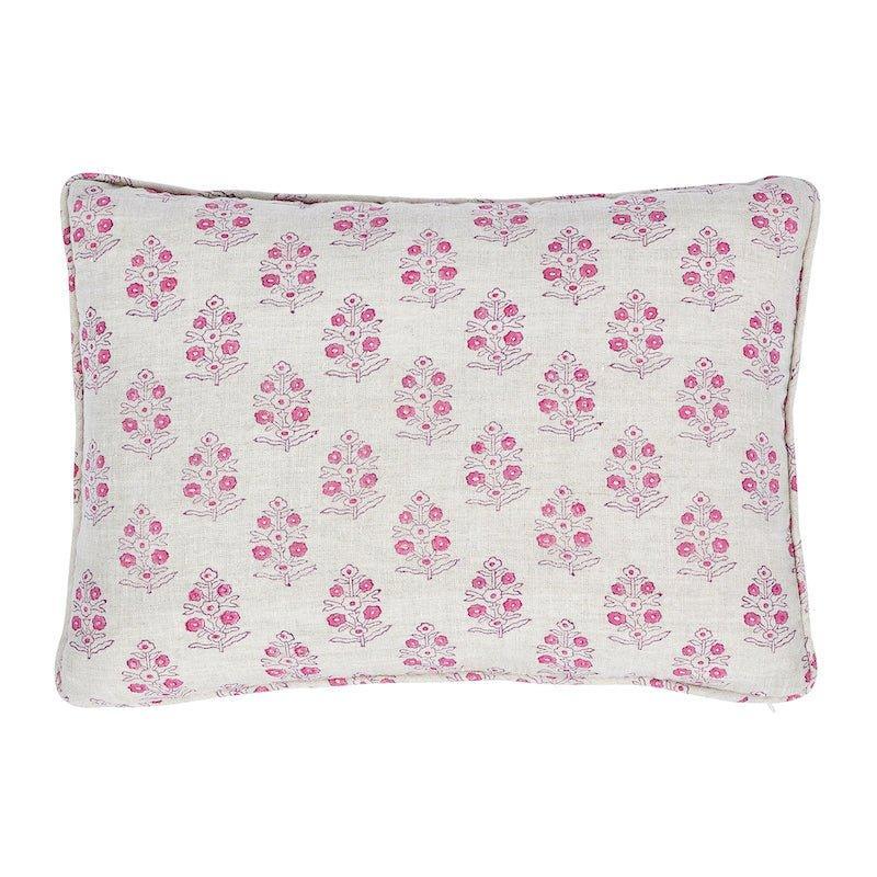 Pink Aditi Hand Blocked Botanical Print Throw Pillow - Little Loves Pillows - The Well Appointed House