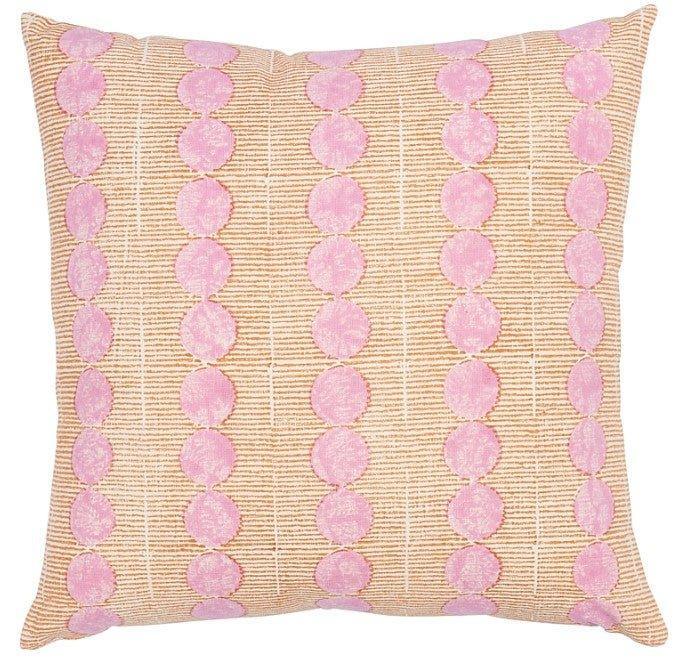 Pink & Copper Hand Block Sunrise 20" Linen Throw Pillow - Pillows - The Well Appointed House