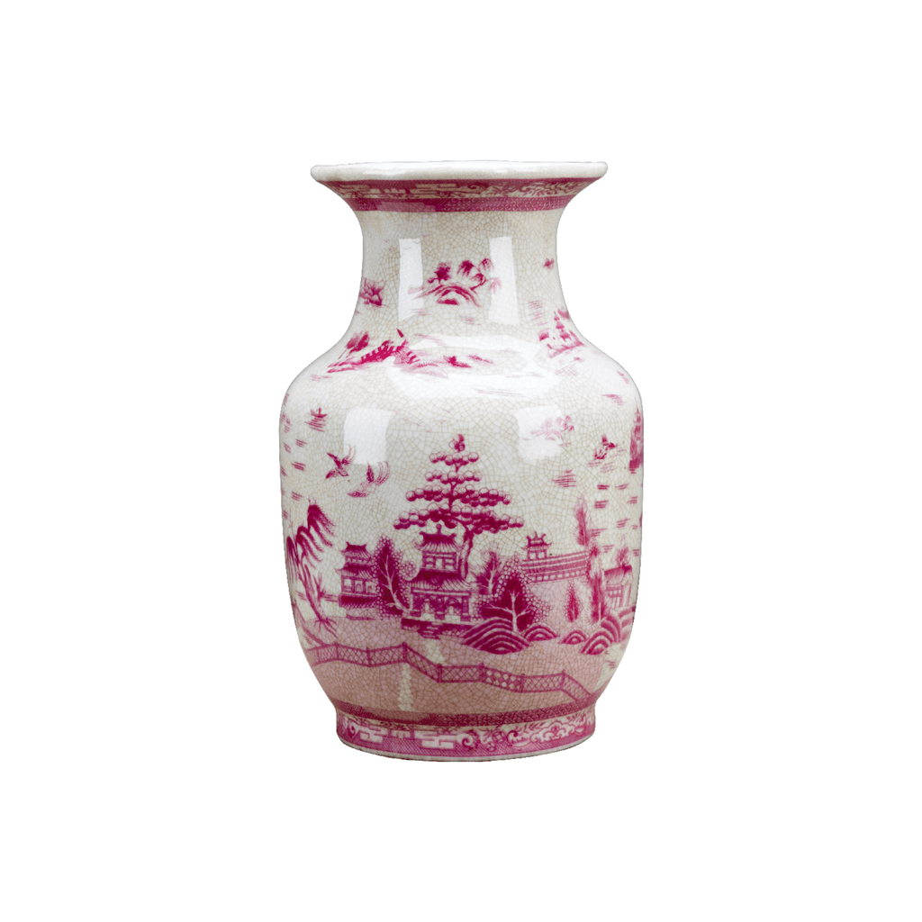 Pink and White Willow Porcelain Vase - Vases & Jars - The Well Appointed House