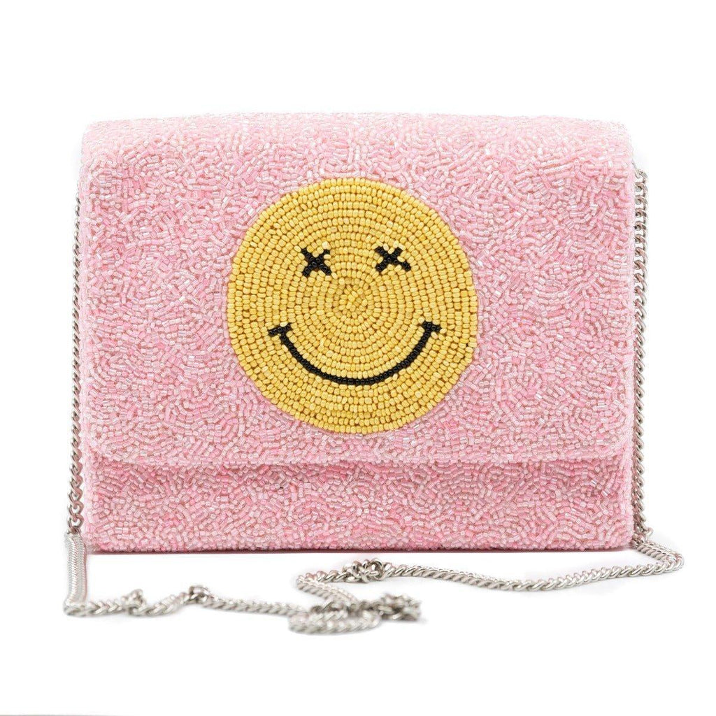 Pink Beaded Clutch With Smiley Face With X Eyes Design - Gifts for Her - The Well Appointed House