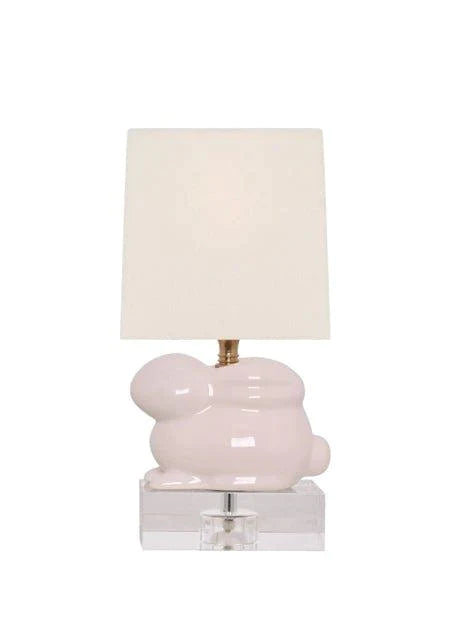Pink Bunny Porcelain Table Lamp with Shade - Table Lamps - The Well Appointed House