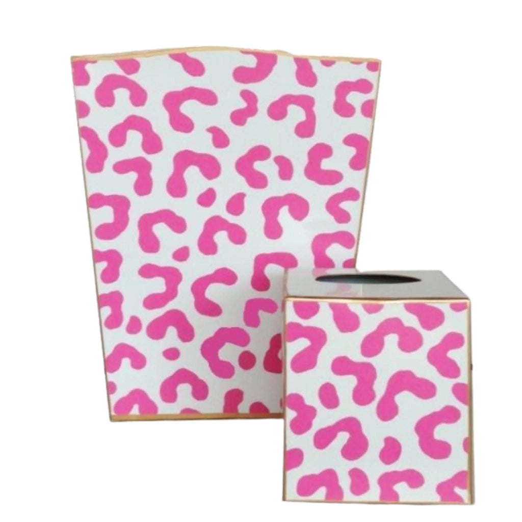 Pink Leopard Print Ocelot Wastebasket - Wastebasket - The Well Appointed House