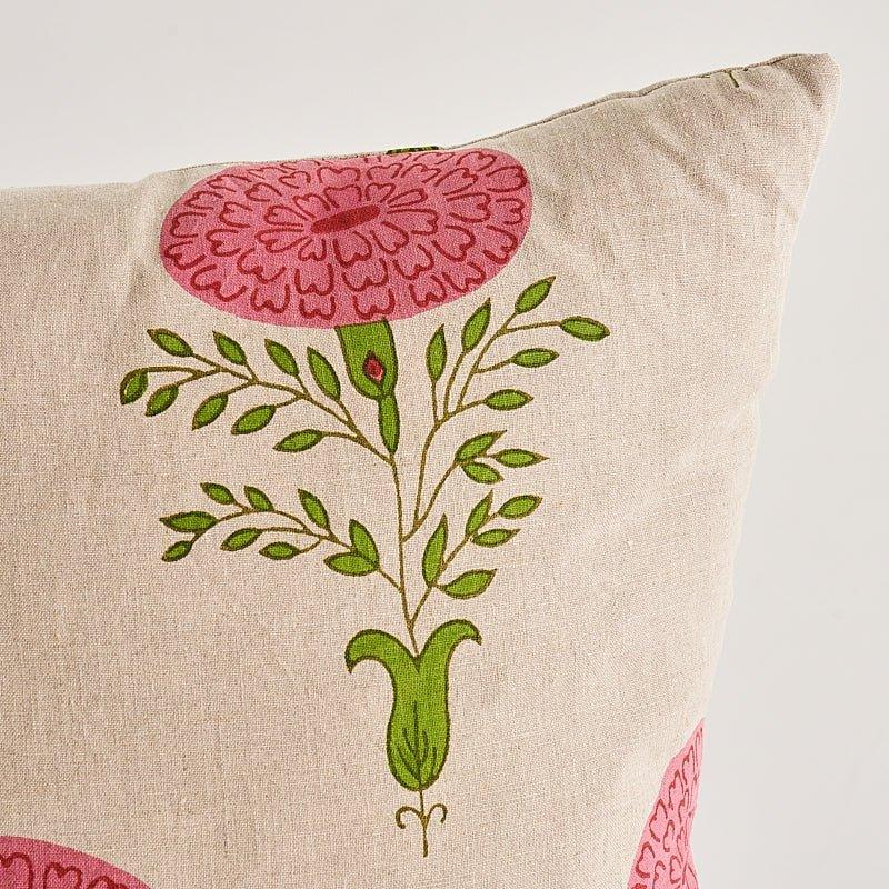 Pink Marigold 22" Linen Throw Pillow - Little Loves Pillows - The Well Appointed House