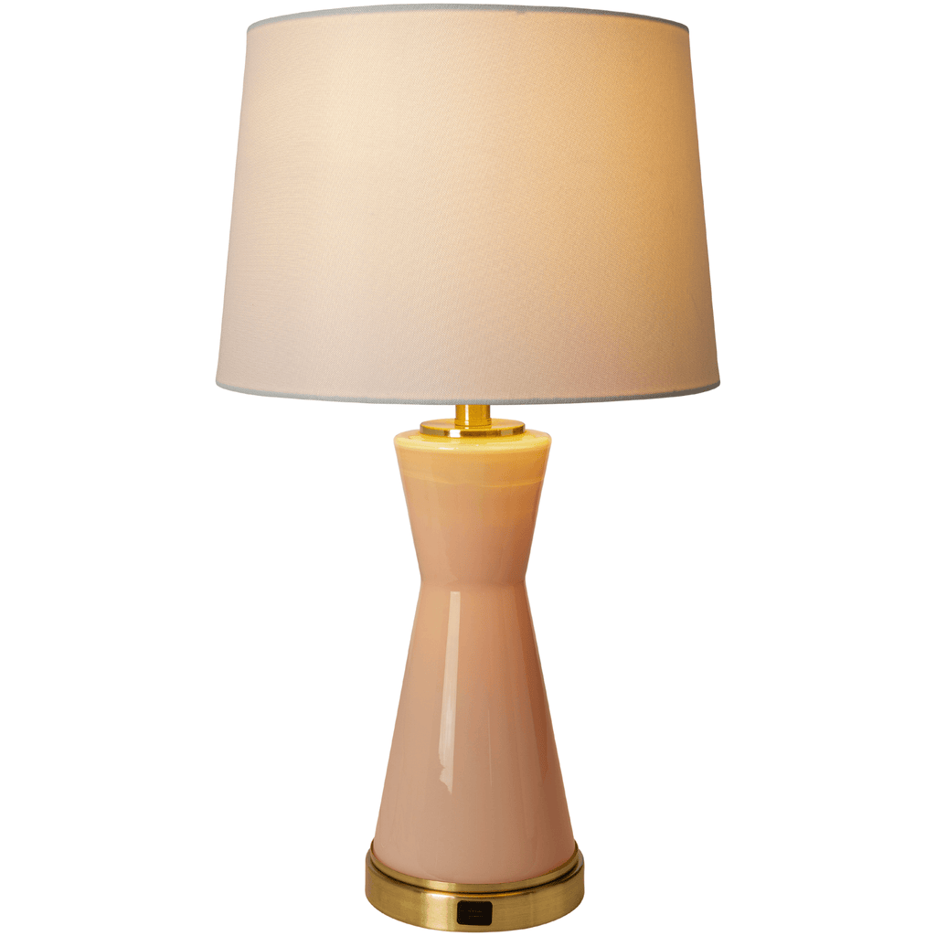Pink Painted Glass Table Lamp With White Linen Shade - Table Lamps - The Well Appointed House